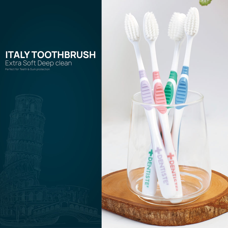 Italy Toothbrush (Pack 3) + Original Toothpaste Tube (5 g. x 3 pcs) - Image 2